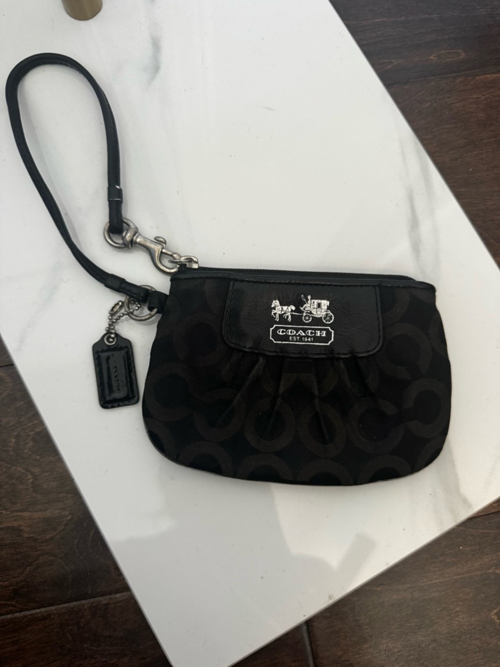 Coach Black & Dark Gray Signature Clutch Wristlet- Vintage - Picture 2 of 6